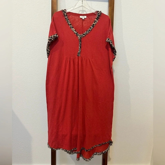 Umgee‎ Orange and Leopard Dress Size M - Picture 1 of 6